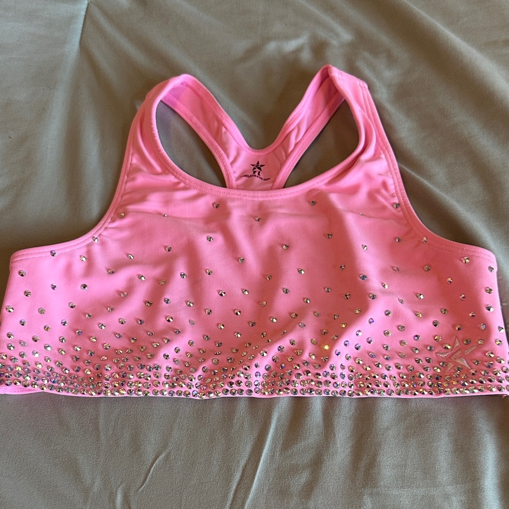 Pink Rhinestone Sports Bra